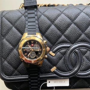 Michele Tahitian Jelly Black Steel Quartz Watch